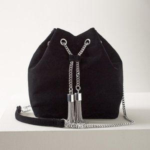WHBM Velvet Crossbody Bag Chain Tassel details